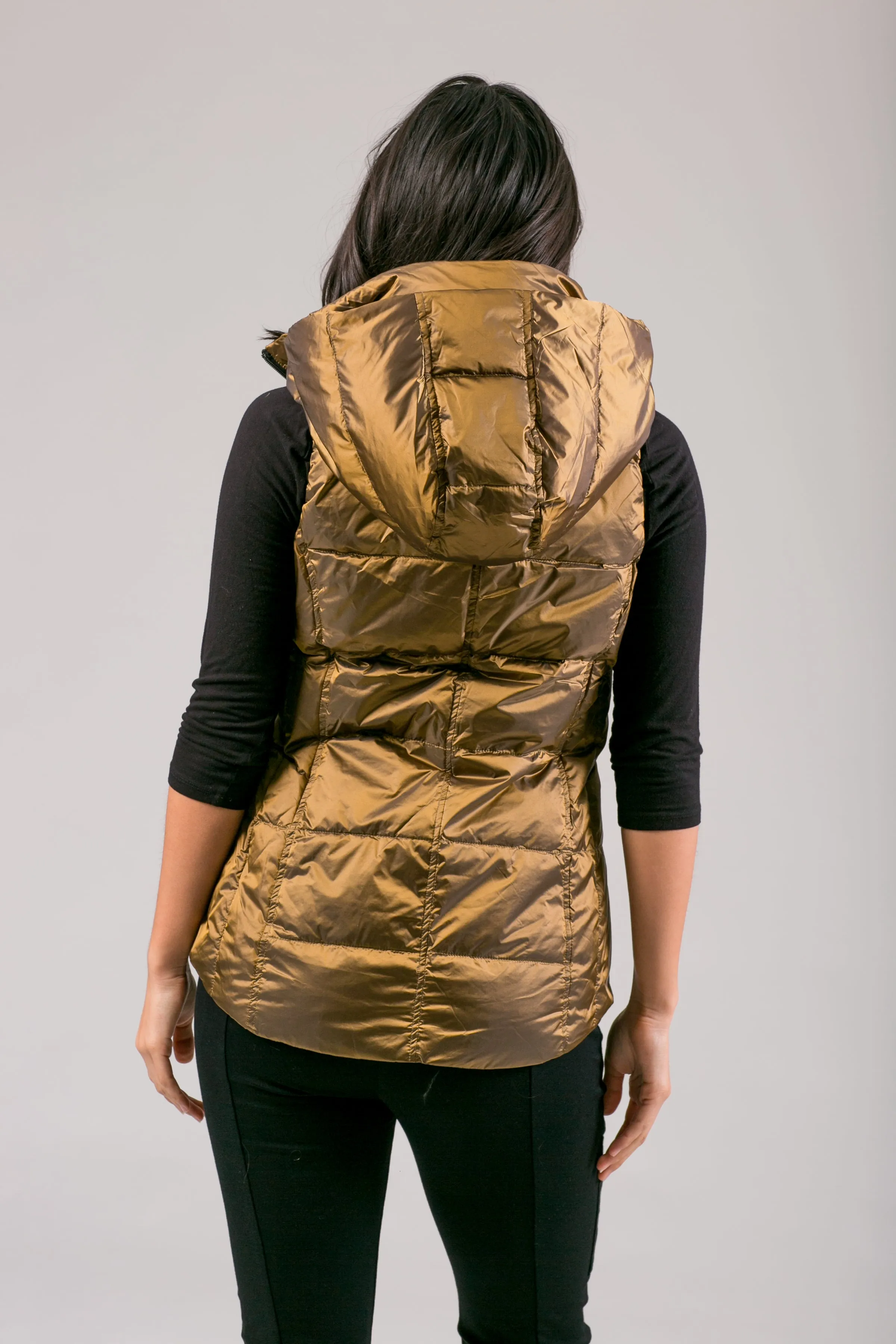 Short Metallic Down Vest