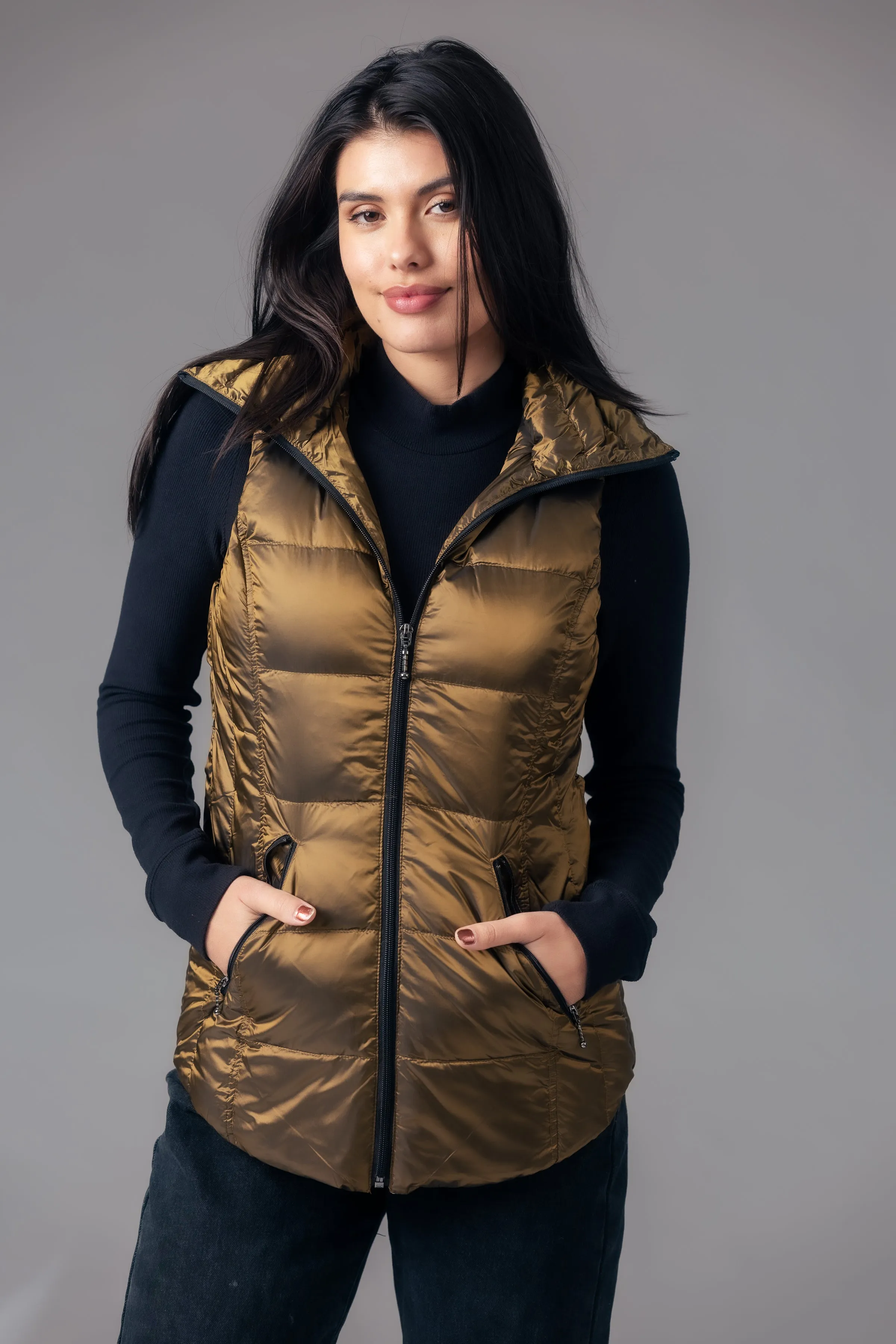 Short Metallic Down Vest