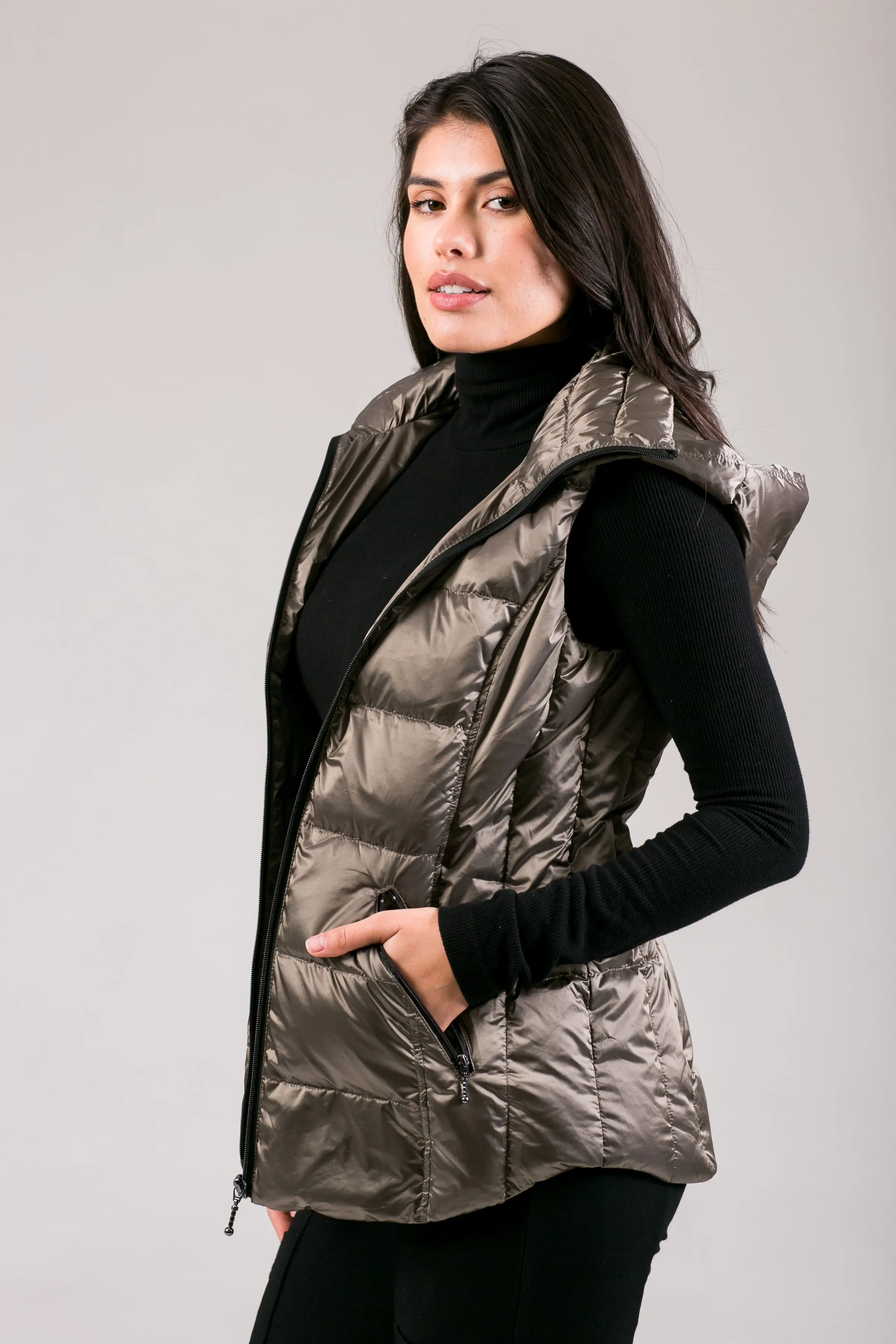 Short Metallic Down Vest