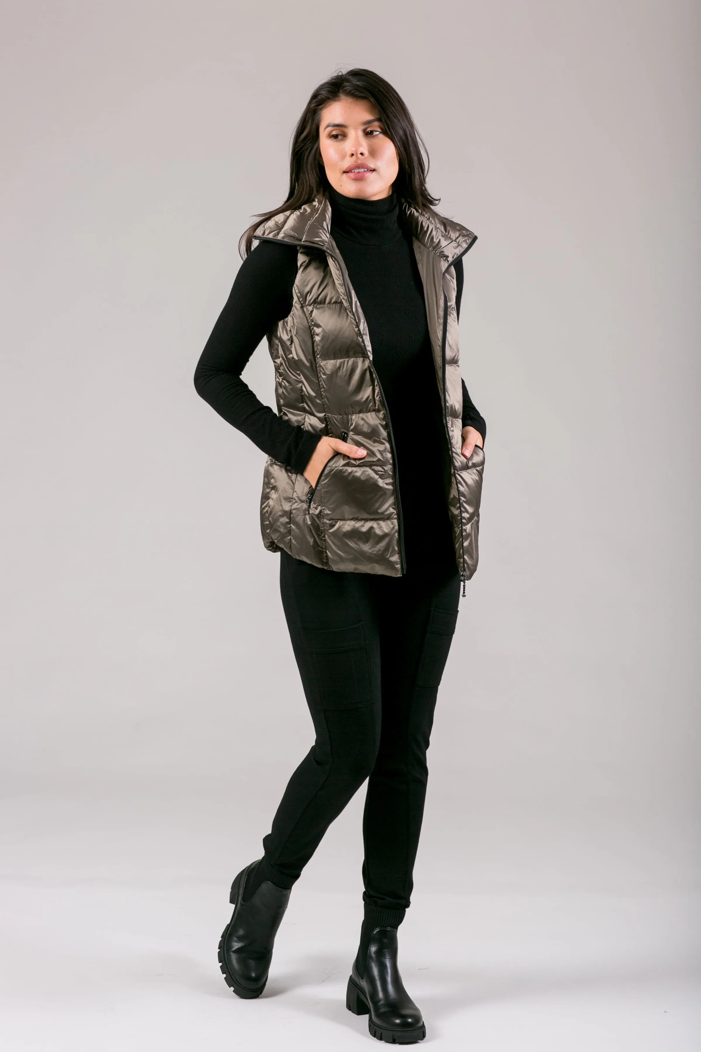 Short Metallic Down Vest