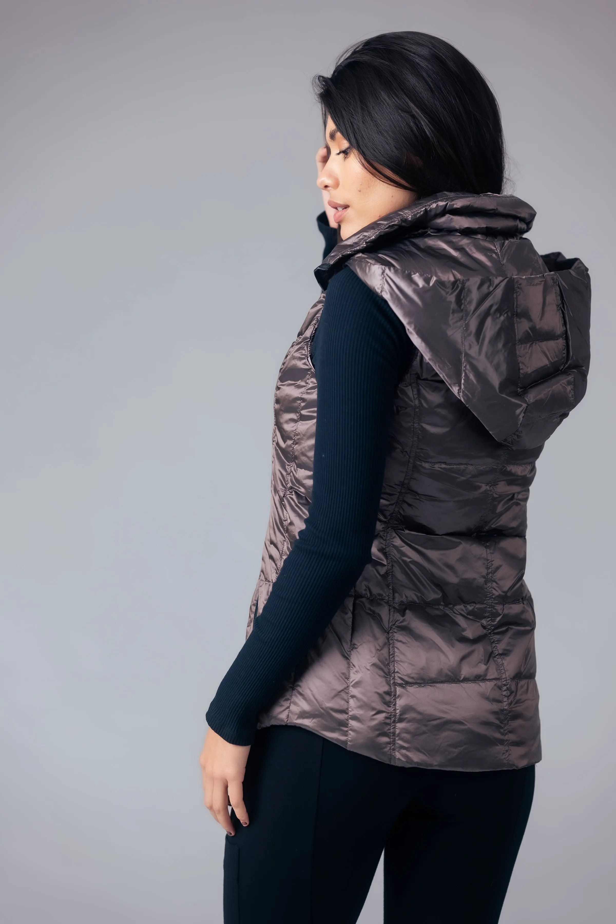 Short Metallic Down Vest