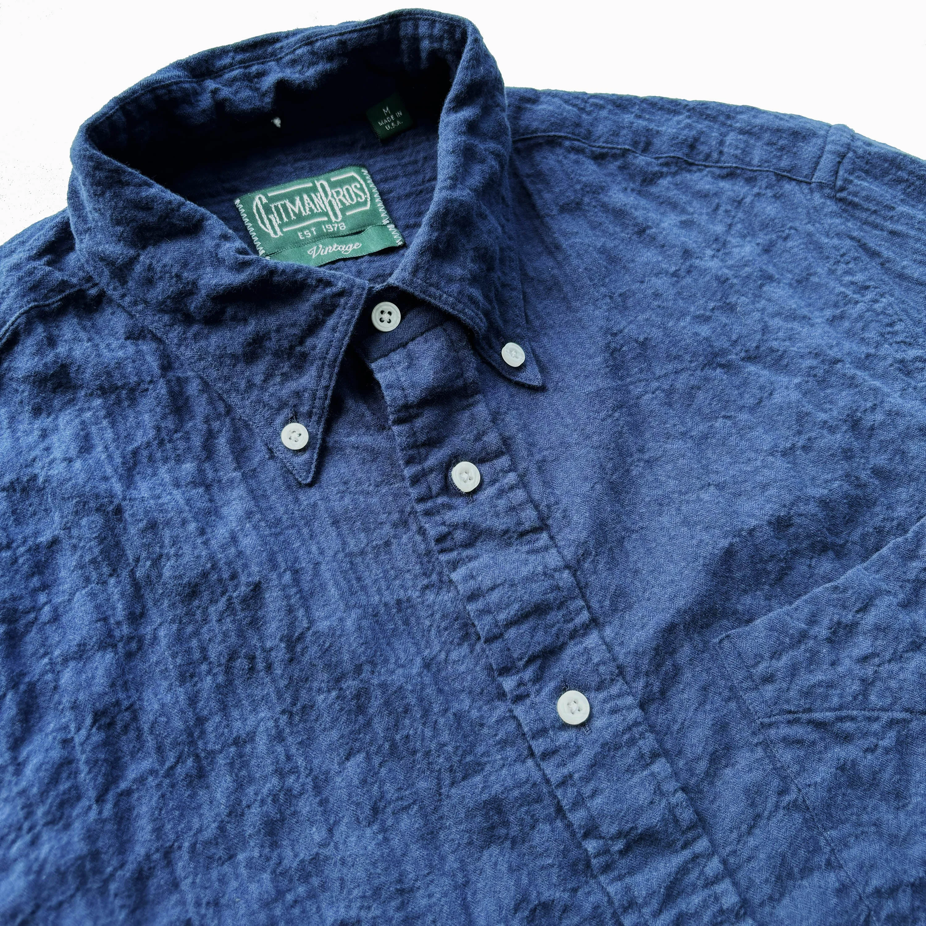 Short Sleeve Shirt - Blue Brushed Seersucker