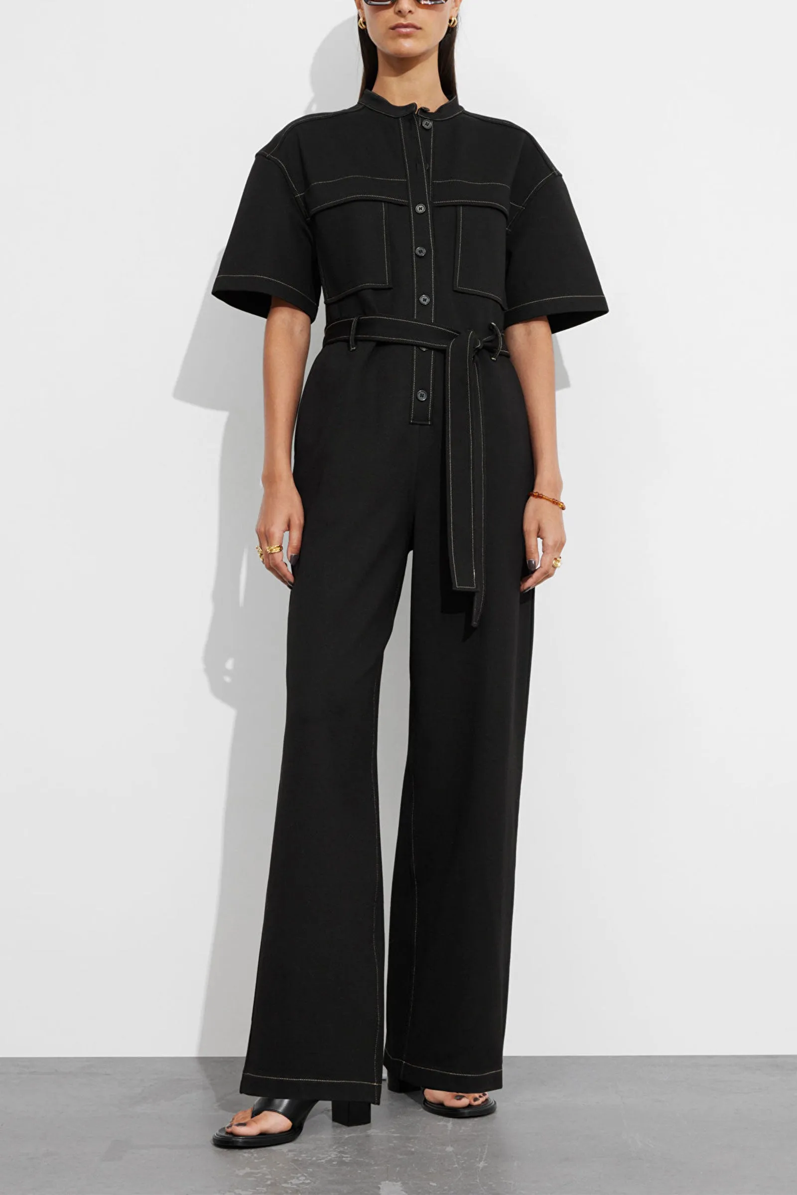 Short-Sleeve Utility Jumpsuit