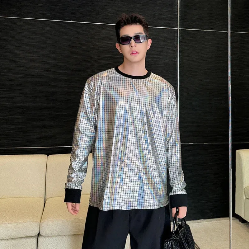 Silver Checkered Long Sleeve T-Shirt