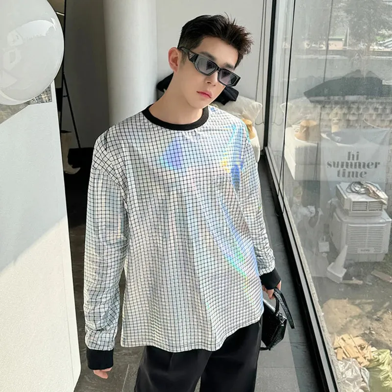 Silver Checkered Long Sleeve T-Shirt