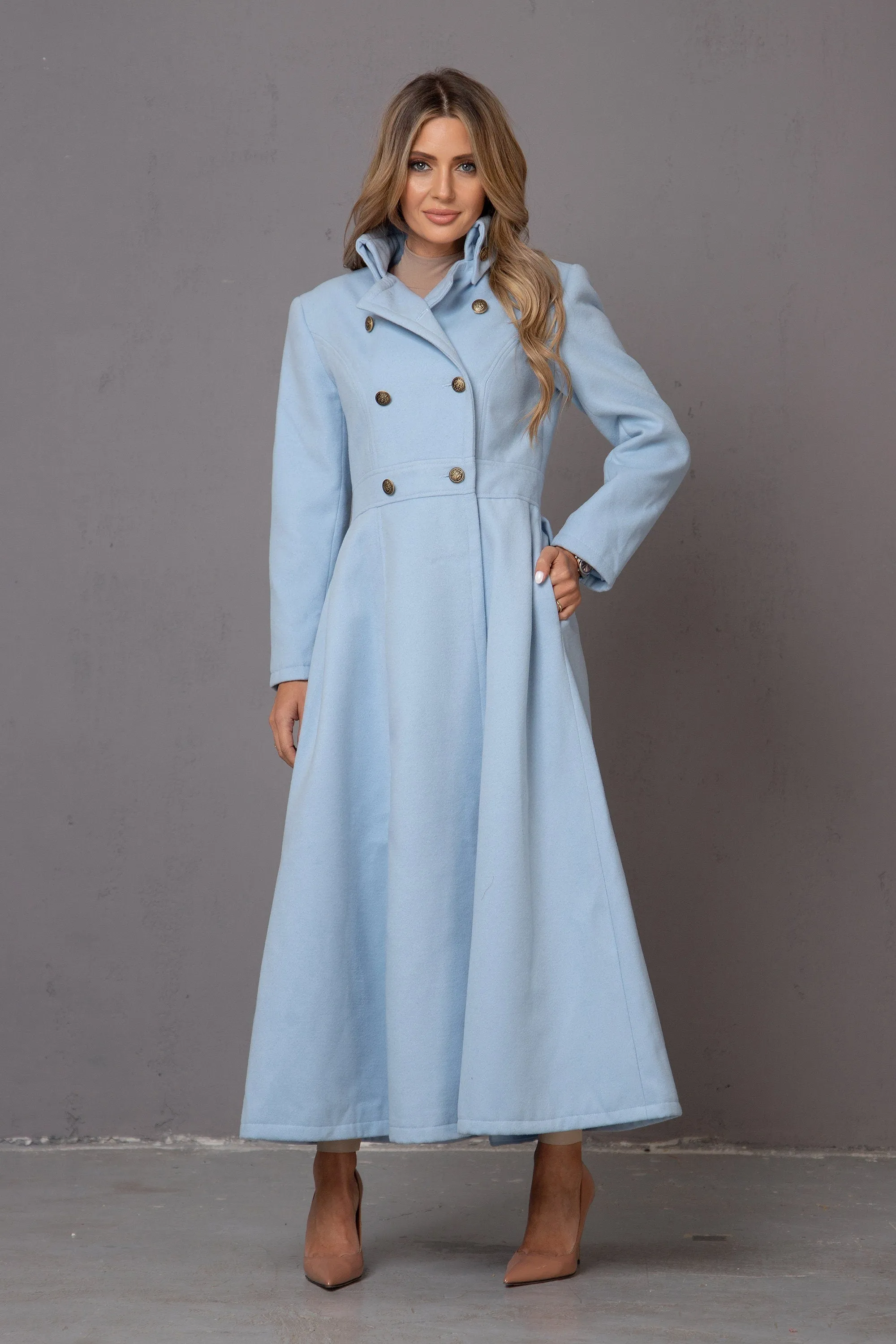 SKIRTED HIGH COLLARED COAT