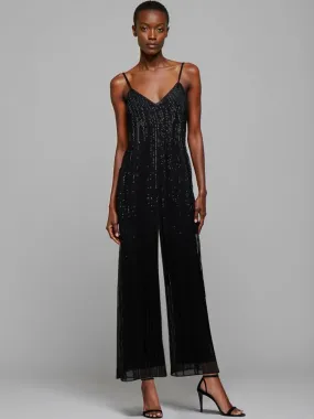 Sleeveless V-Neck Cami Sequin Jumpsuit