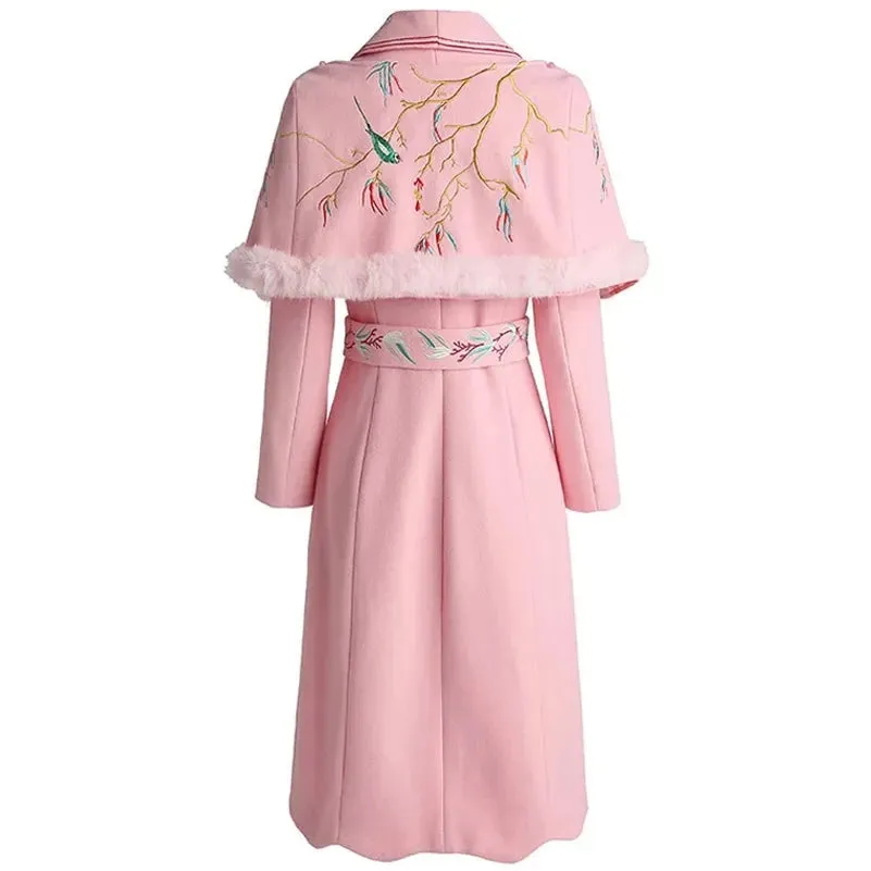 Slim Elegant Women's Detachable Cloak Coat