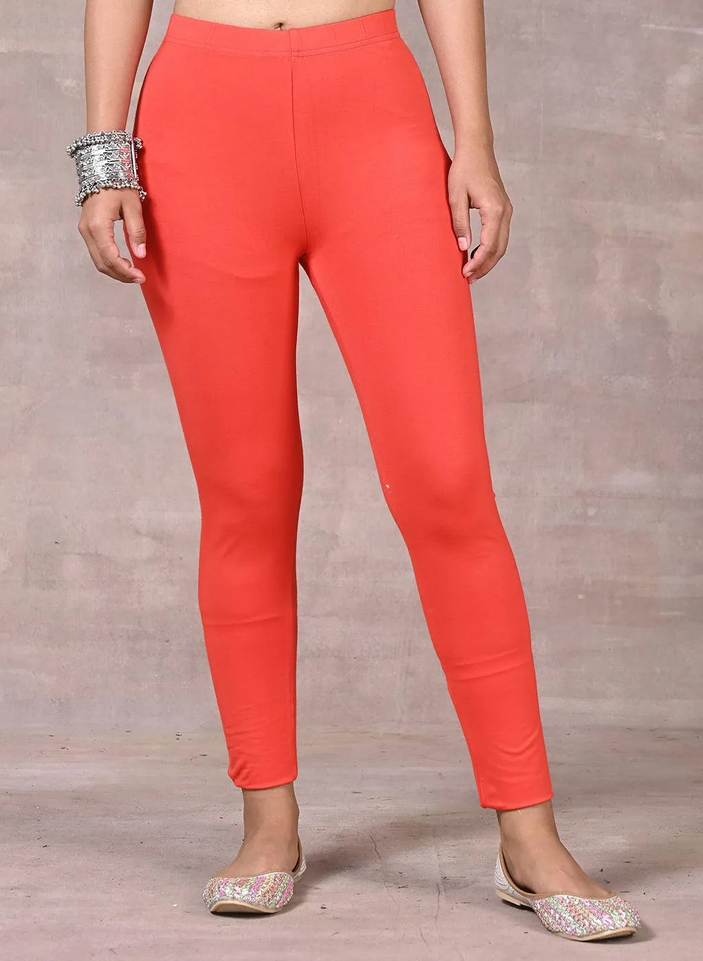 Sofia Bright Orange Skinny Fit Leggings for Women