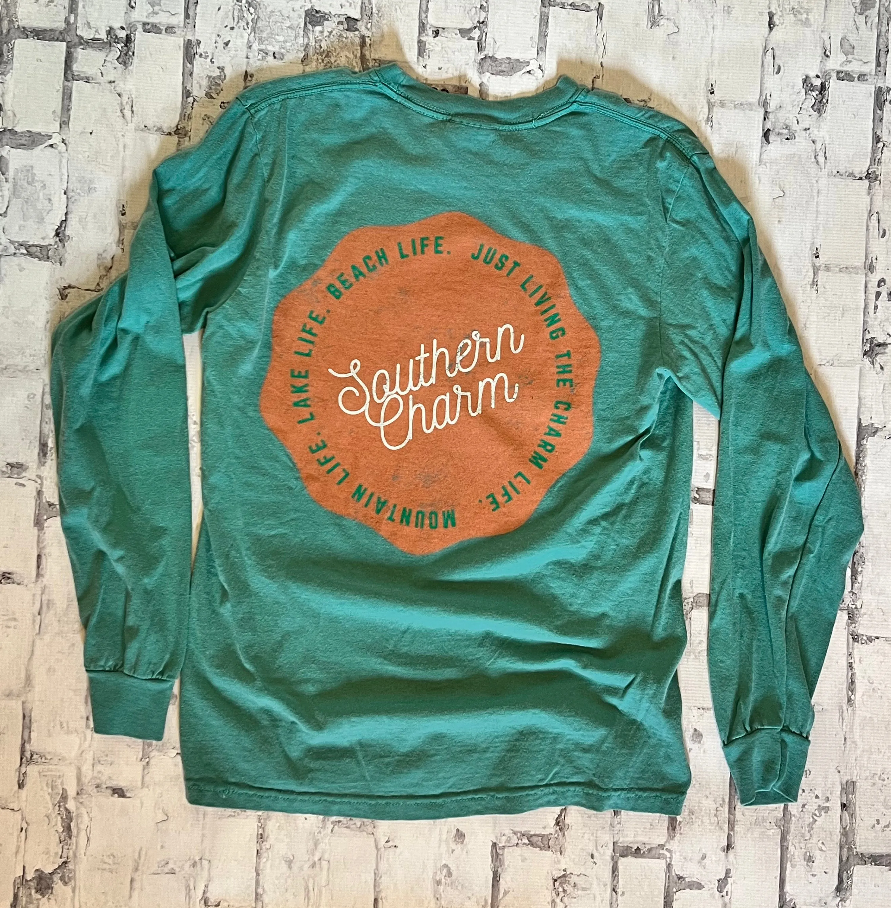 Southern Charm "Mtn Lake Beach Life" Long Sleeve T-shirt - Seafoam