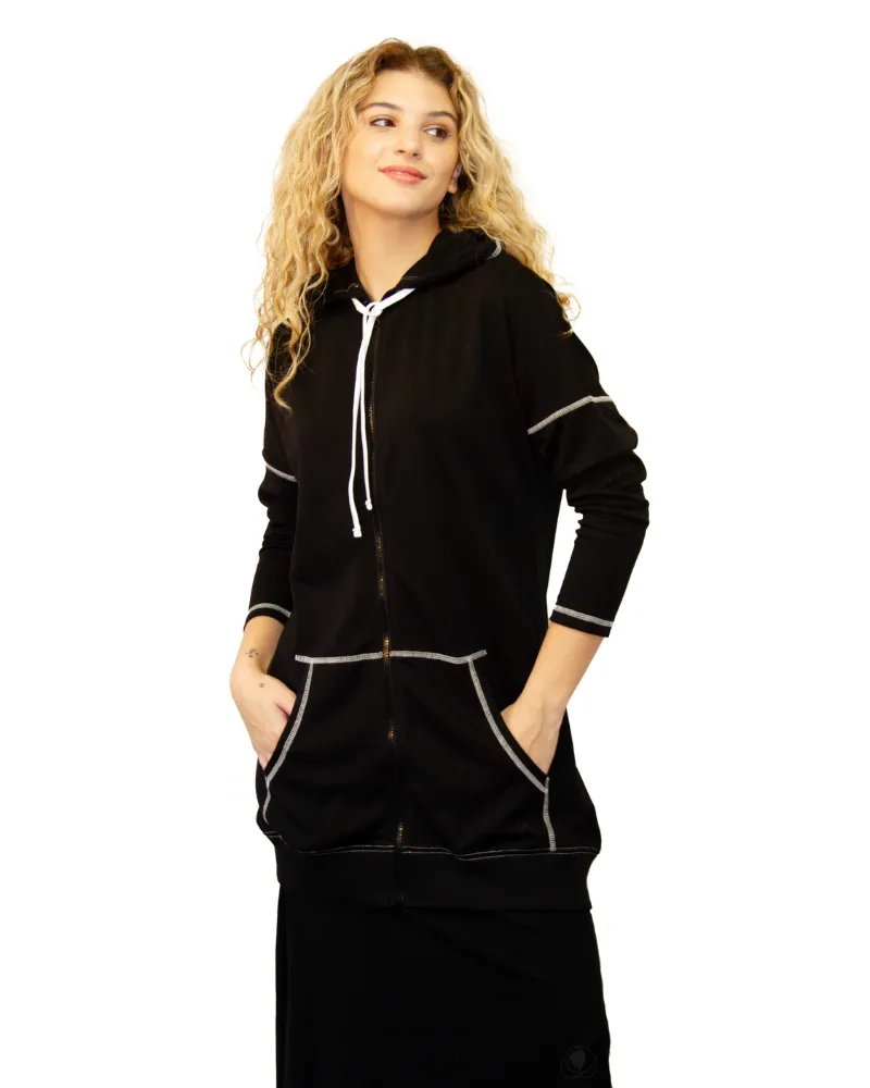 SP-4218 Black Comfy Zippered Tunic