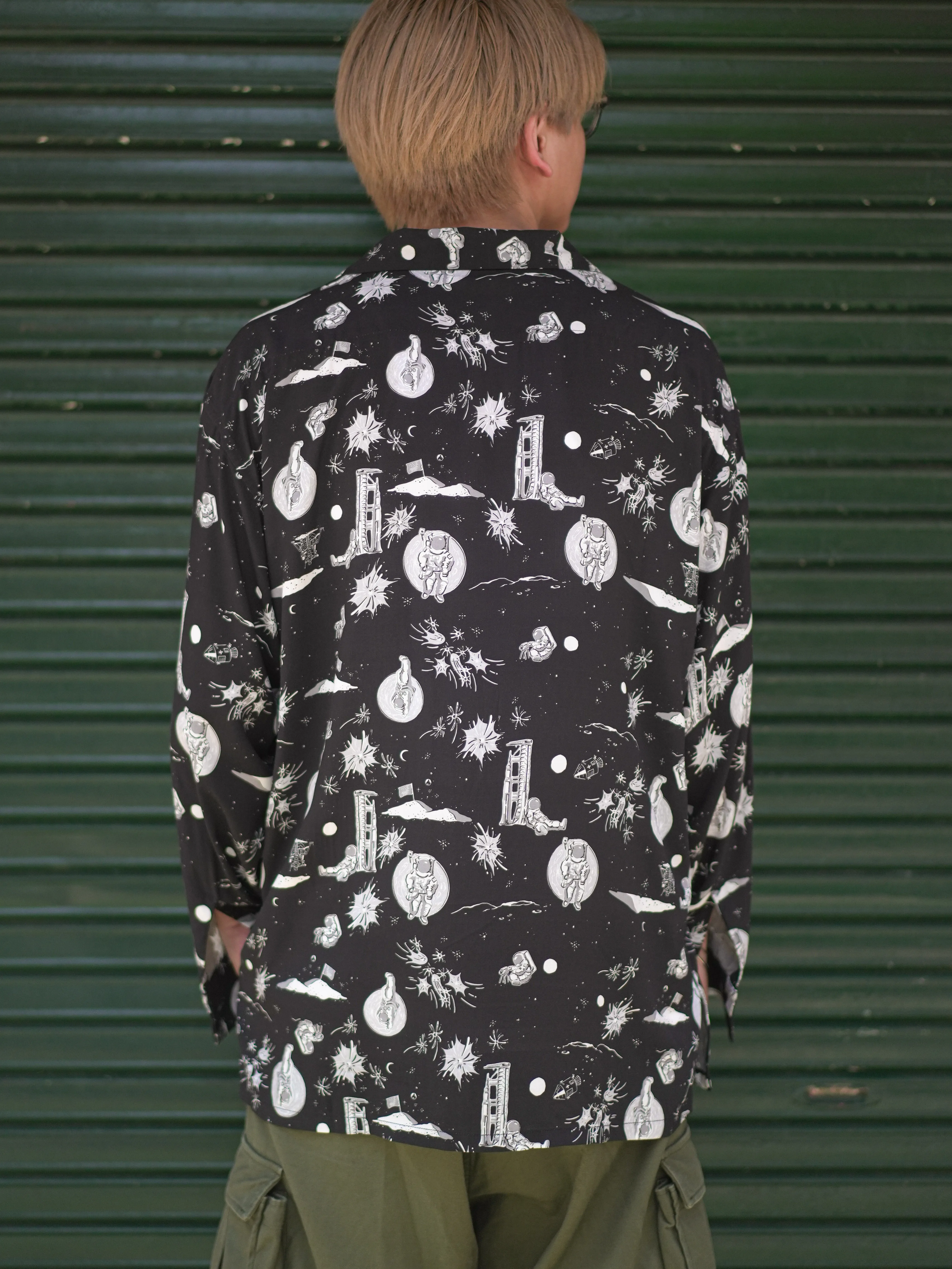 Space Aloha Long Shirt - BLACK