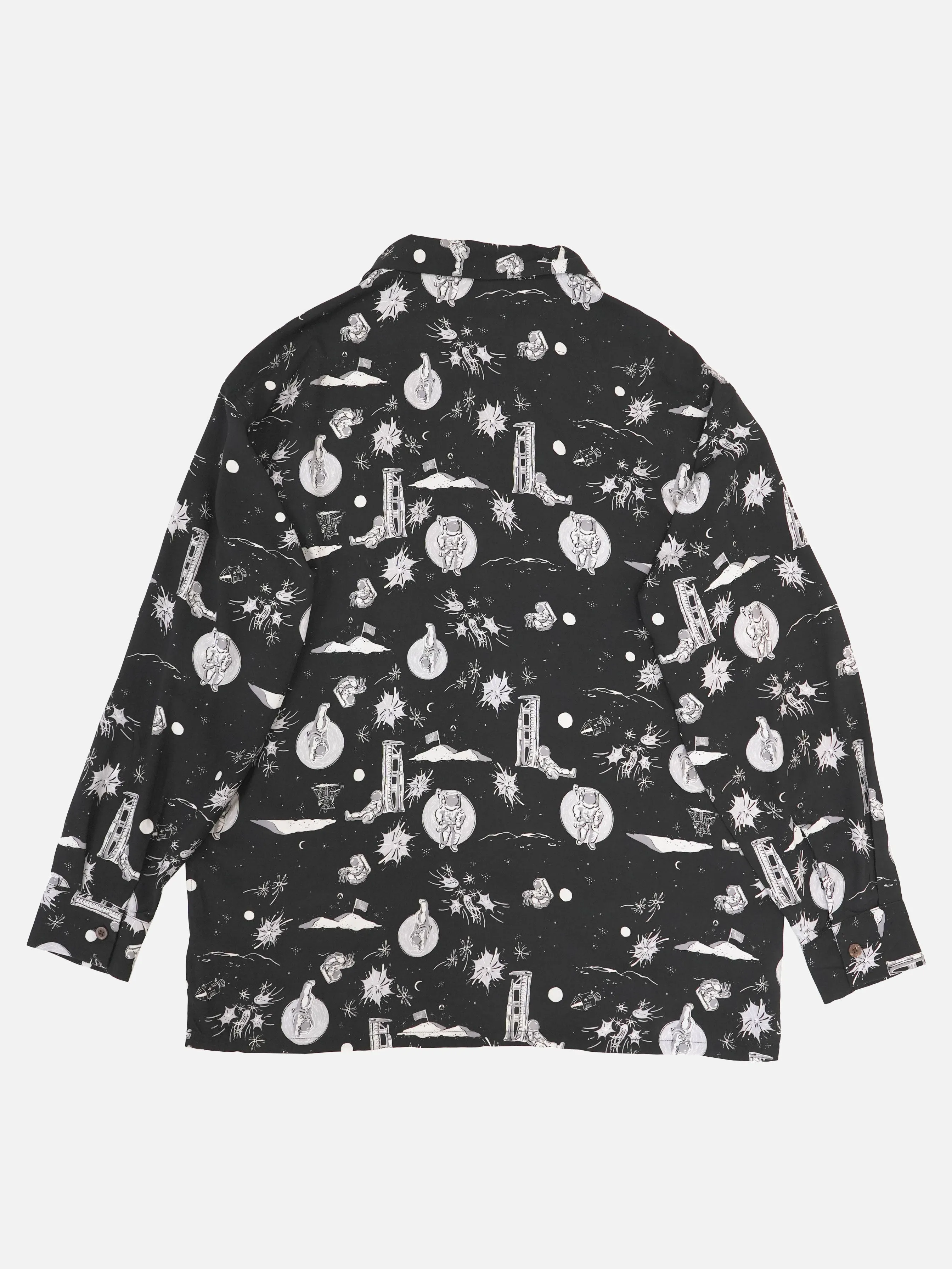 Space Aloha Long Shirt - BLACK