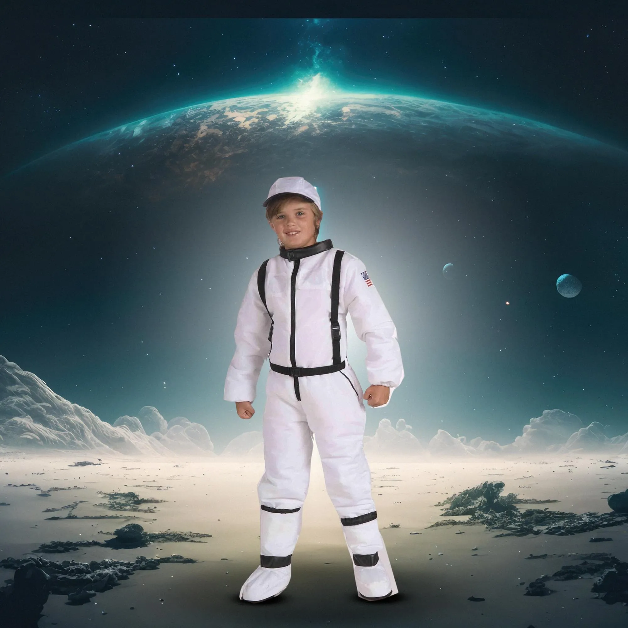 Space Explorer White Jumpsuit Astronaut Child Costume