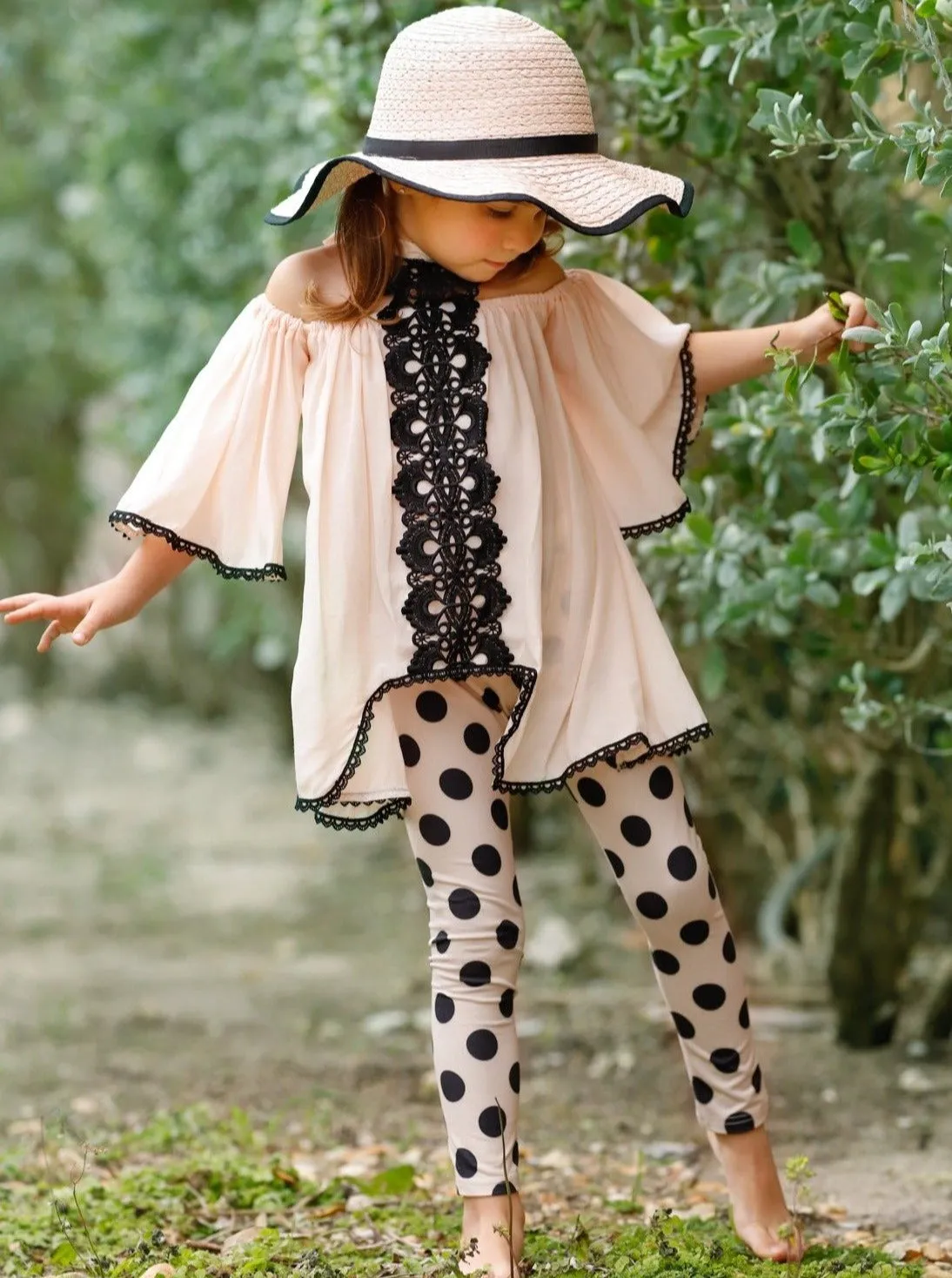 Spring Awakening Lace and Polka Dot Legging Set