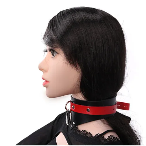 Studded Faux Leather Bondage Collar