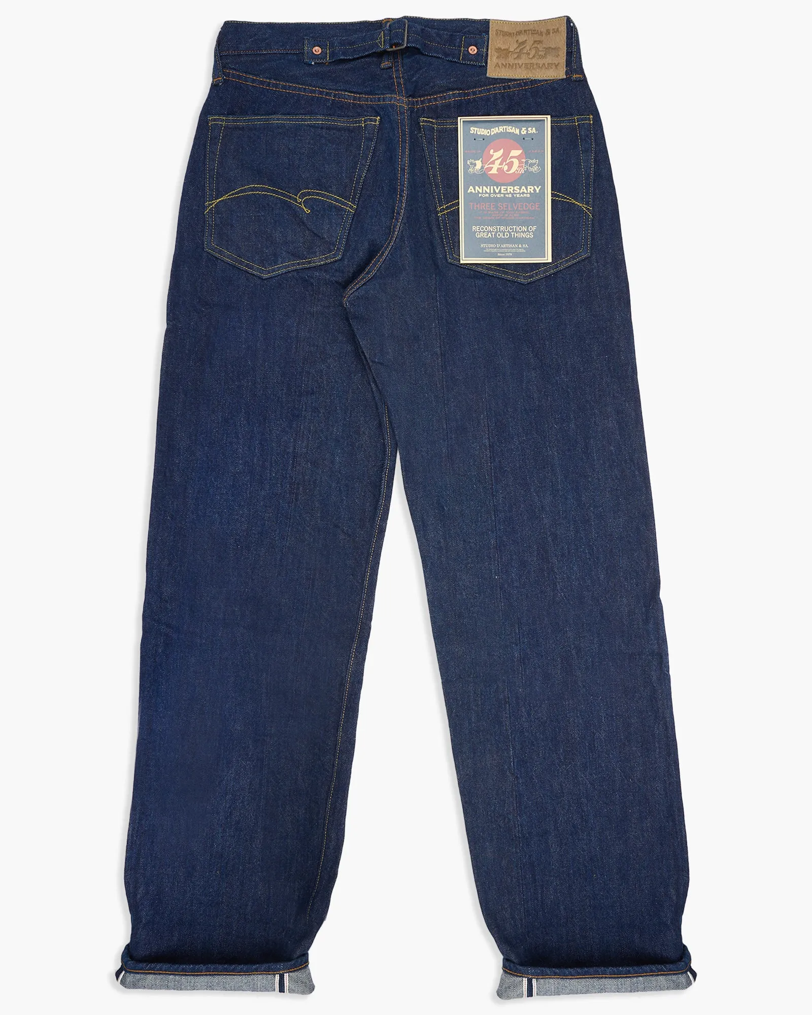 Studio D'Artisan SP-083 45th Anniversary 15oz 'Triple Selvedge' Regular Straight Mens Jeans - Indigo Onewash