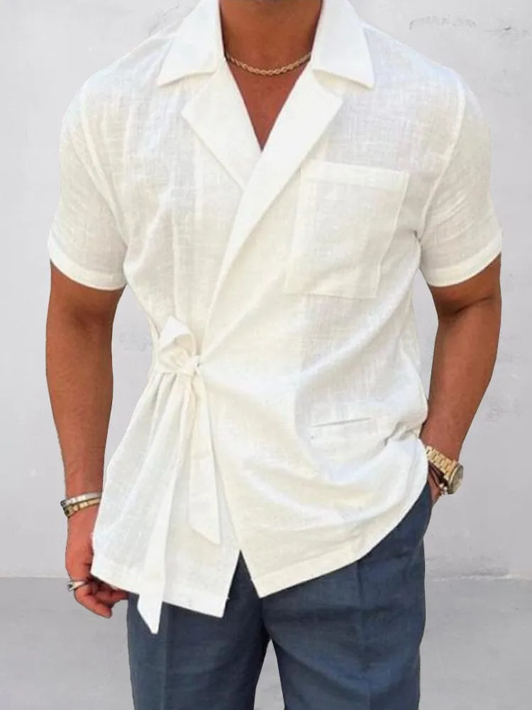 Stylish Slant Placket Tied Shirt