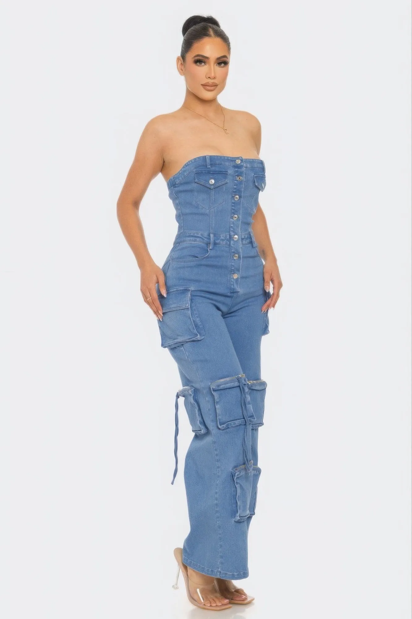 Stylish Stretch Denim Jumpsuit