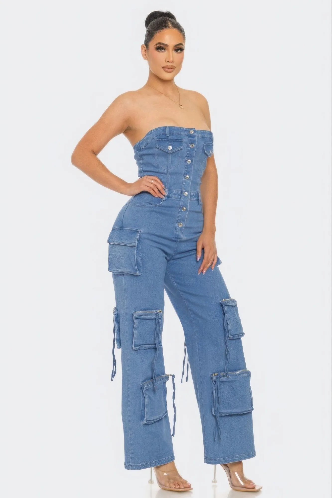 Stylish Stretch Denim Jumpsuit