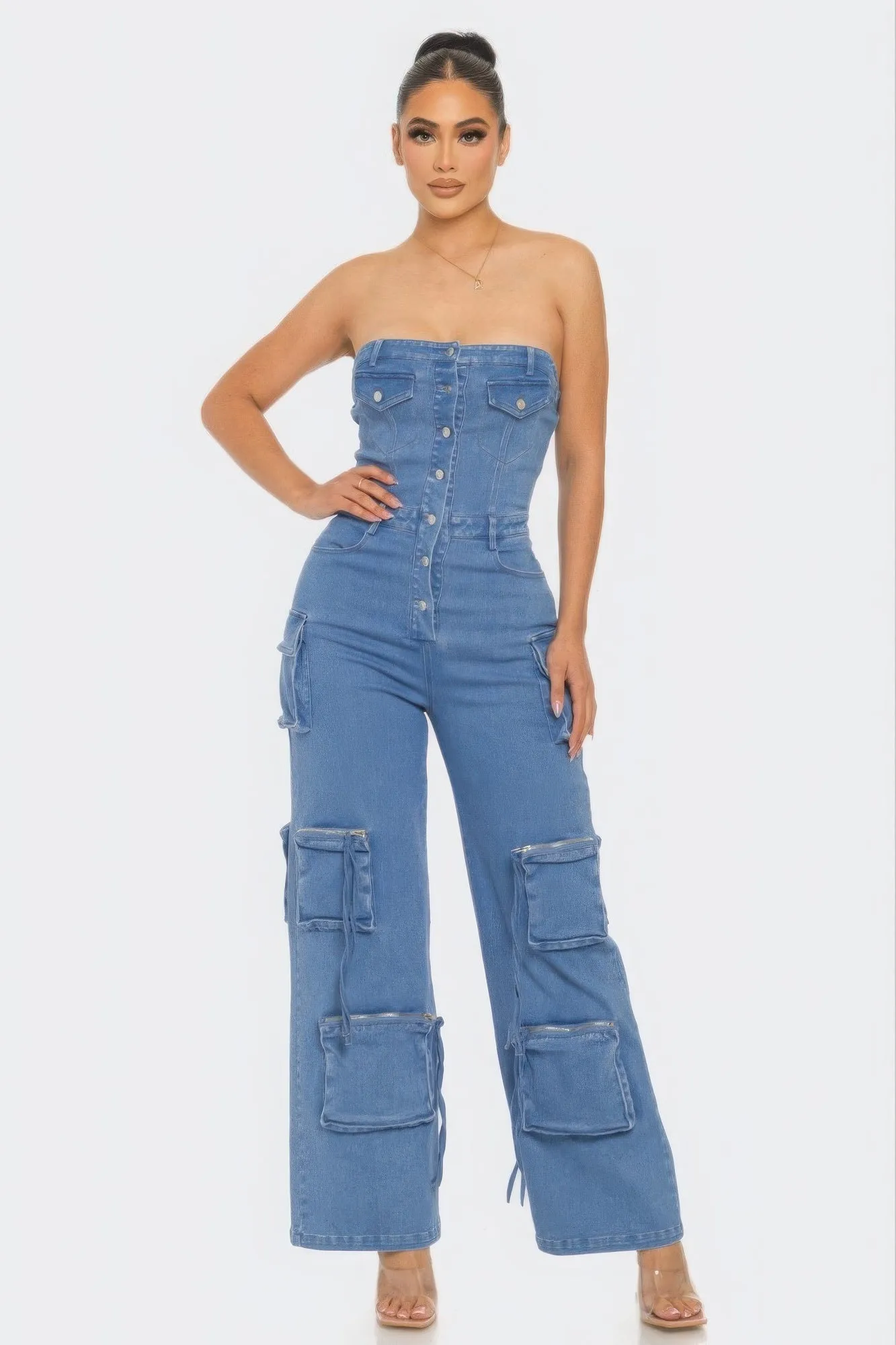 Stylish Stretch Denim Jumpsuit