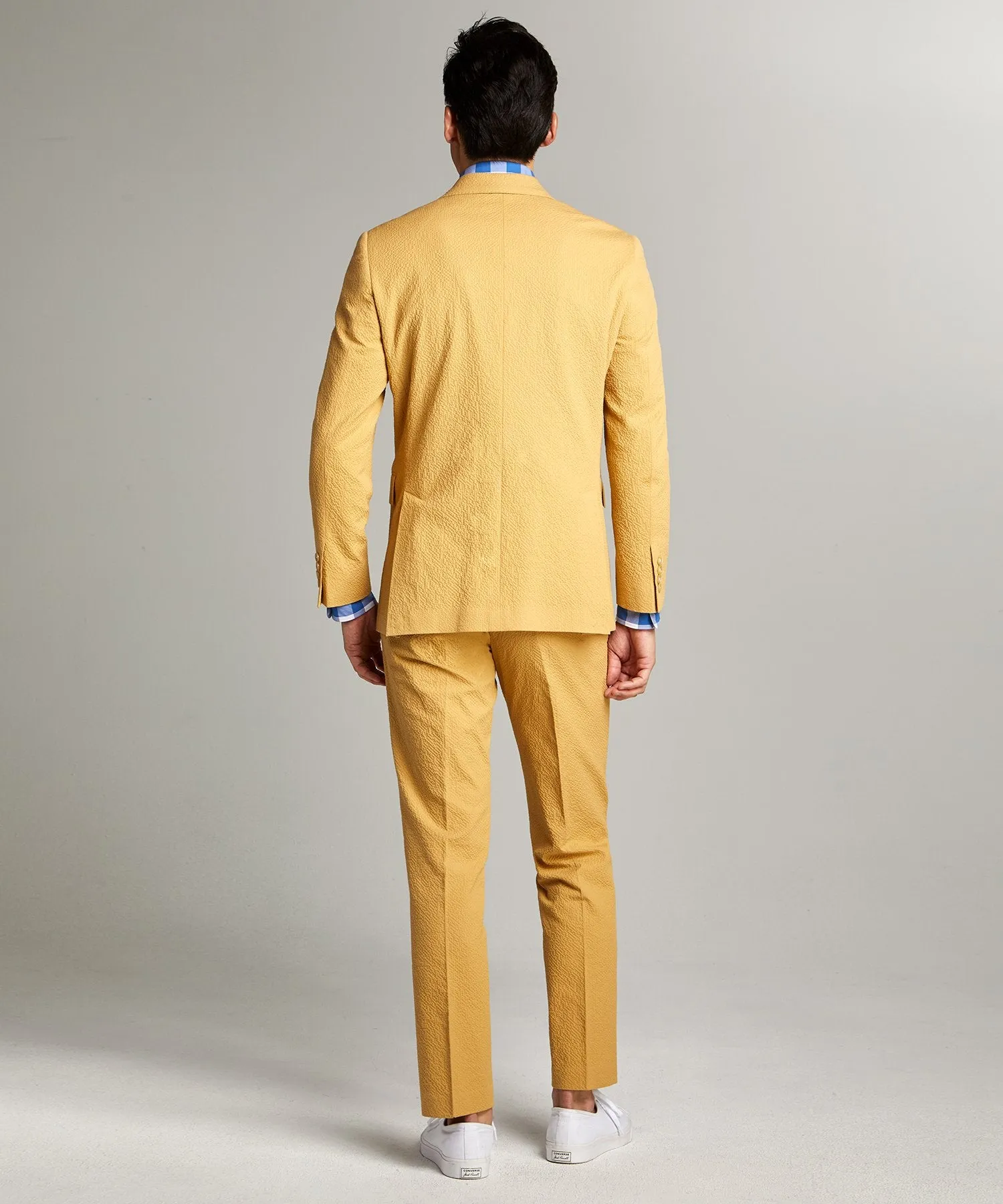 Sutton Seersucker Suit in Mustard