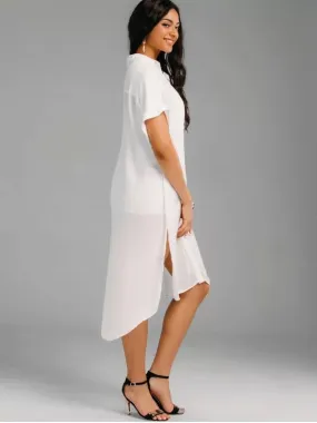 TastyHottie - Beautiful Oversized High Low Slit Shirt Dress