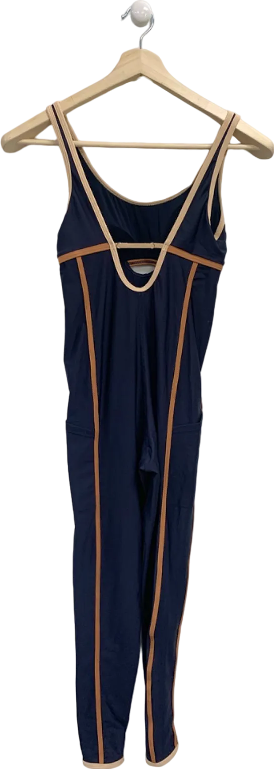 The Upside Navy/Brown Striped Jumpsuit UK S