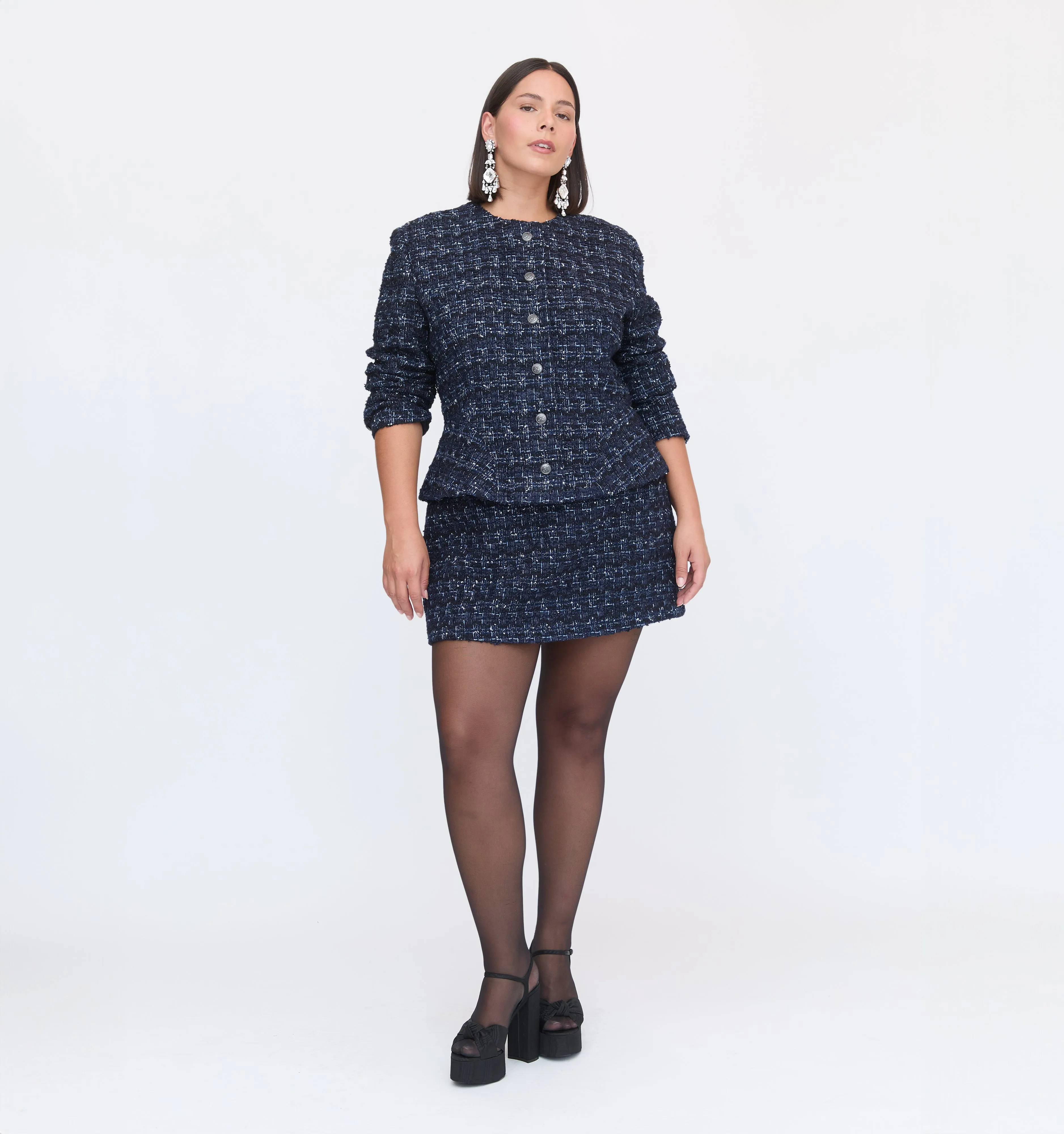 The Valentina Jacket - Navy Tweed