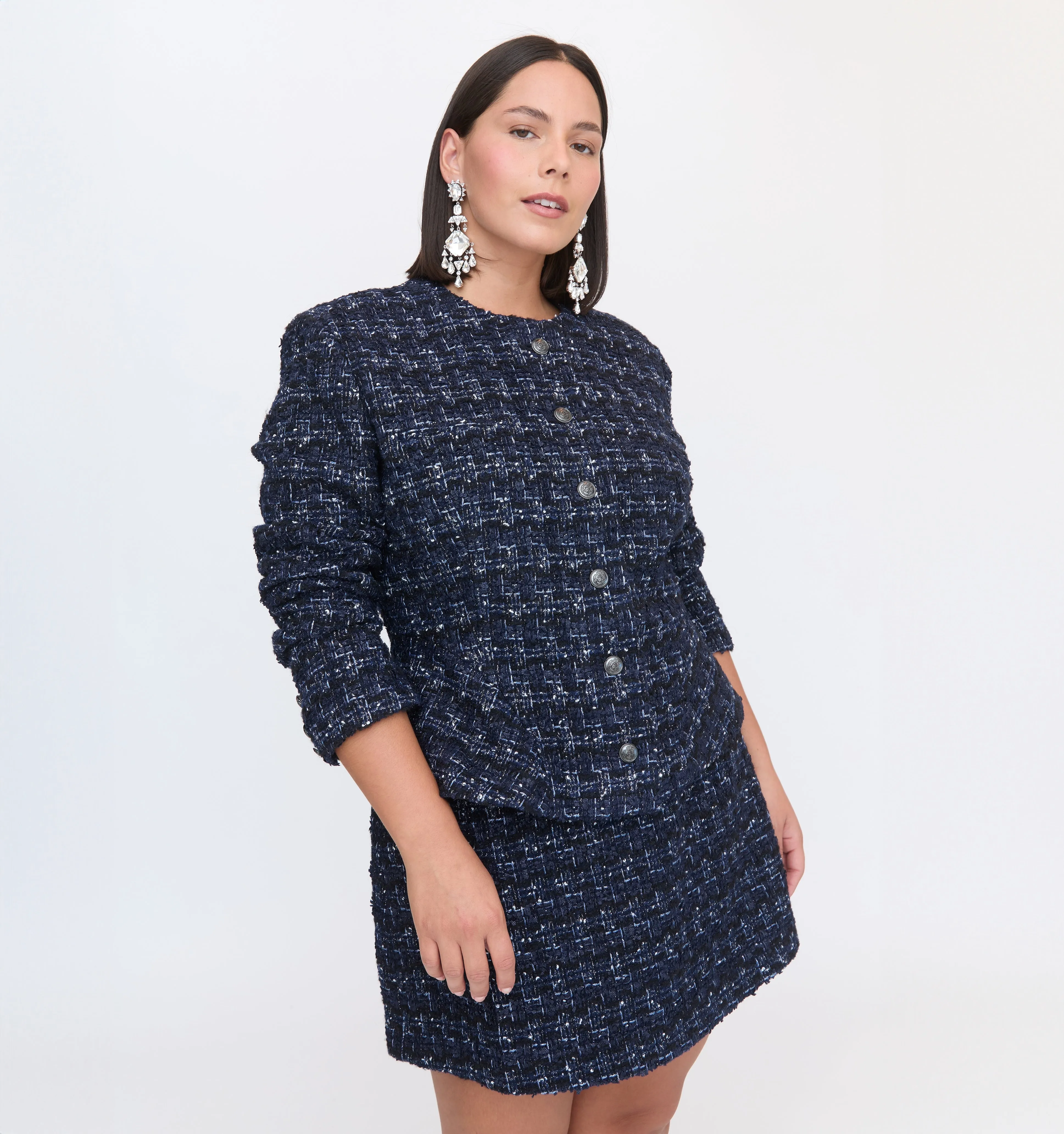 The Valentina Jacket - Navy Tweed