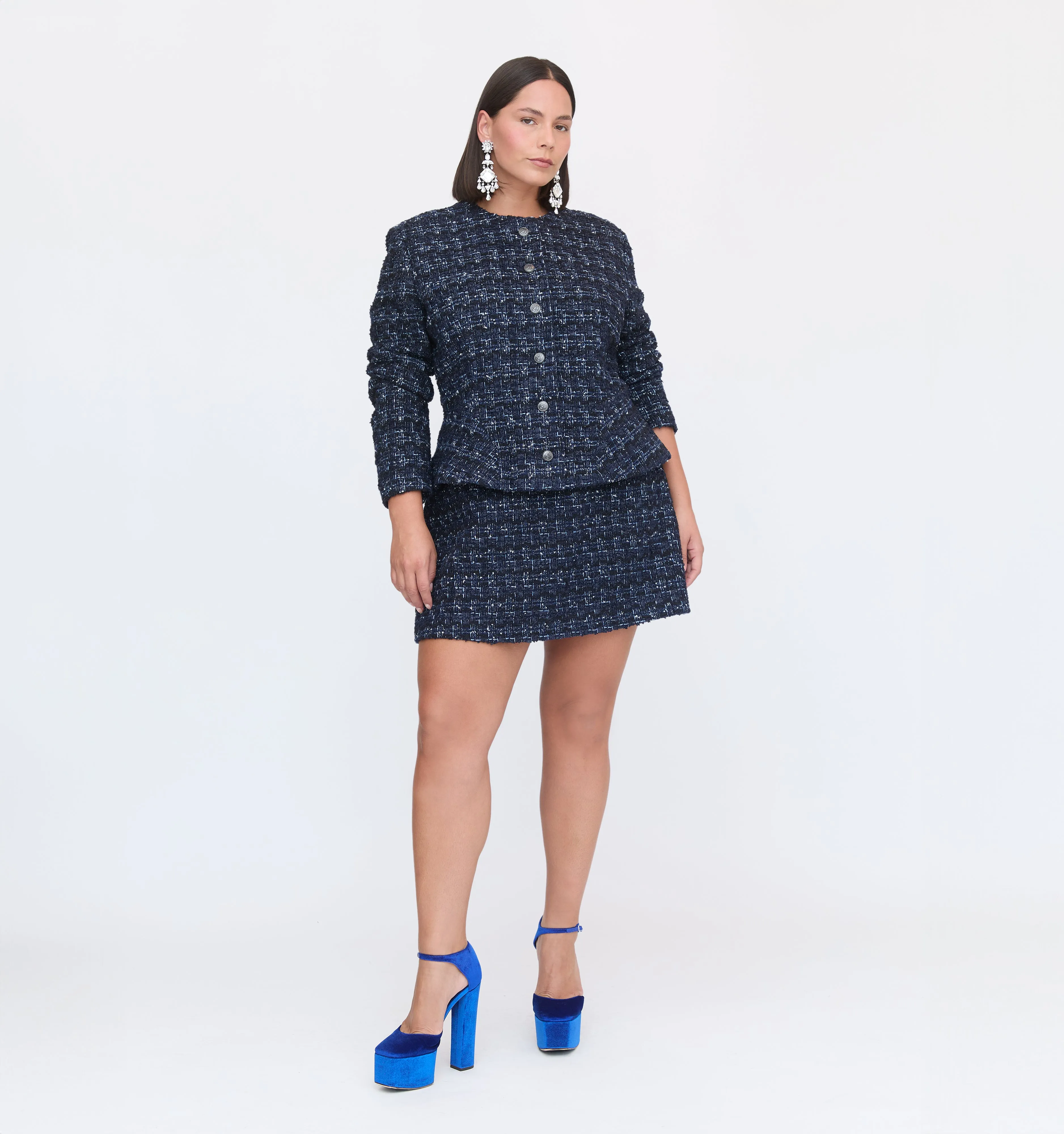 The Valentina Jacket - Navy Tweed