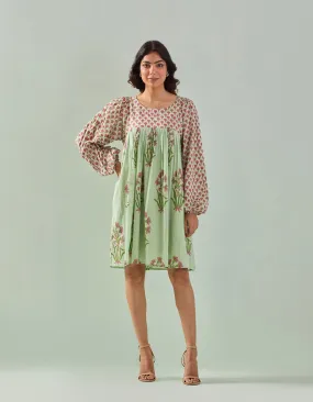 Timeless Charm: Elegant Green Hand-Block Printed Tunic