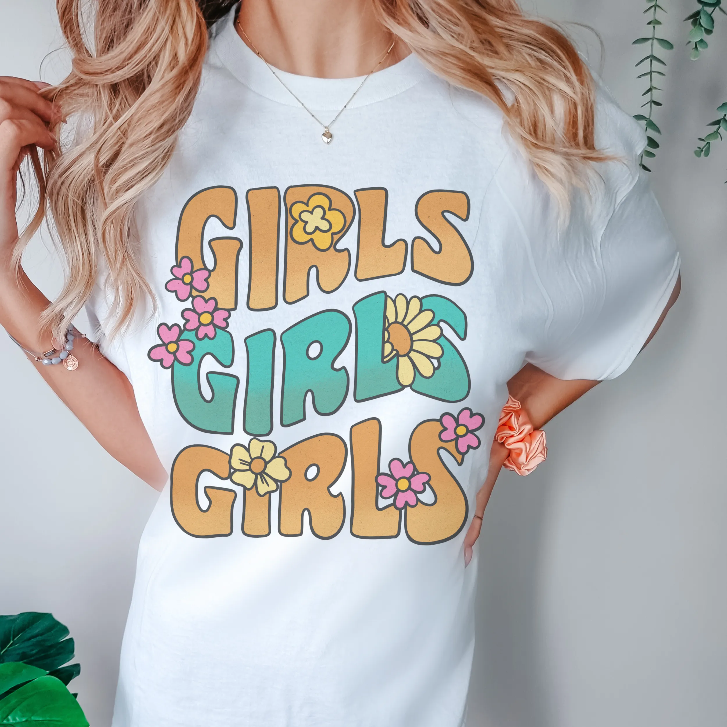 Trendy 70's Girls, Girls, Girls Comfort Colors® T-shirt, Spring 1970's Retro Design T-Shirt in Six Colors Trendy Summer Tee