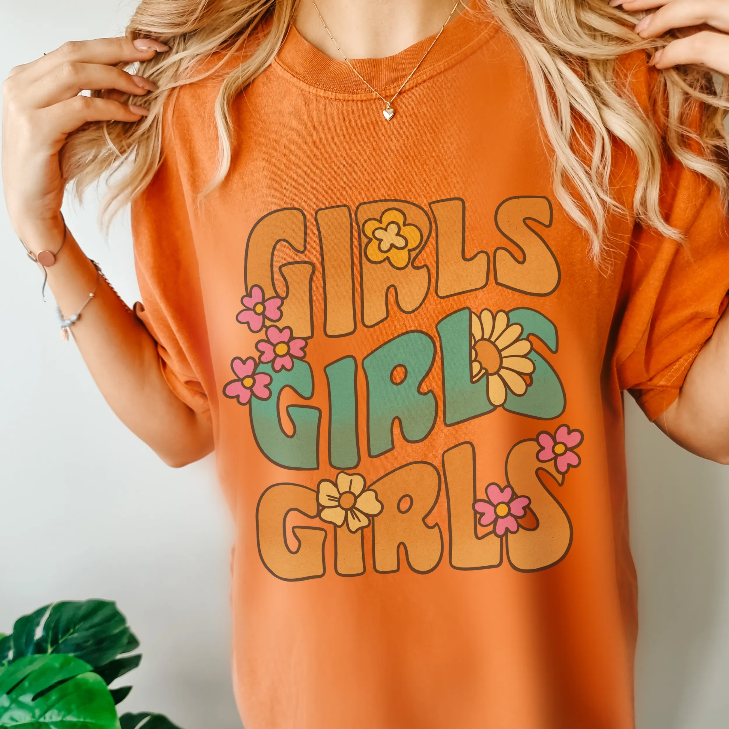 Trendy 70's Girls, Girls, Girls Comfort Colors® T-shirt, Spring 1970's Retro Design T-Shirt in Six Colors Trendy Summer Tee