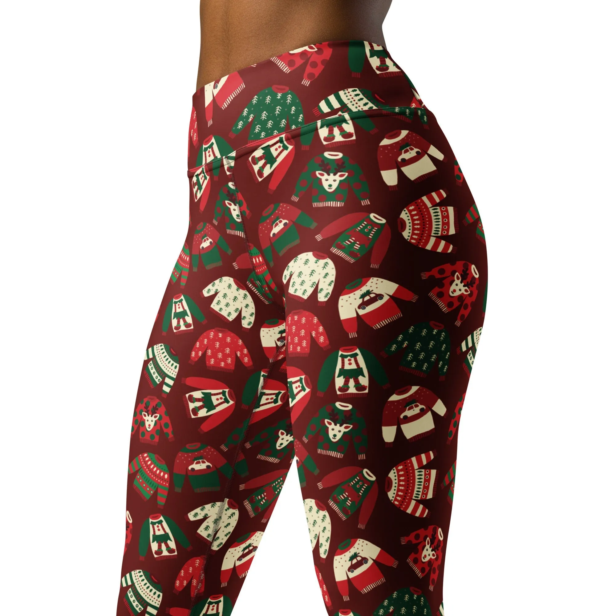 Ugly Christmas Sweater Pattern Yoga Leggings