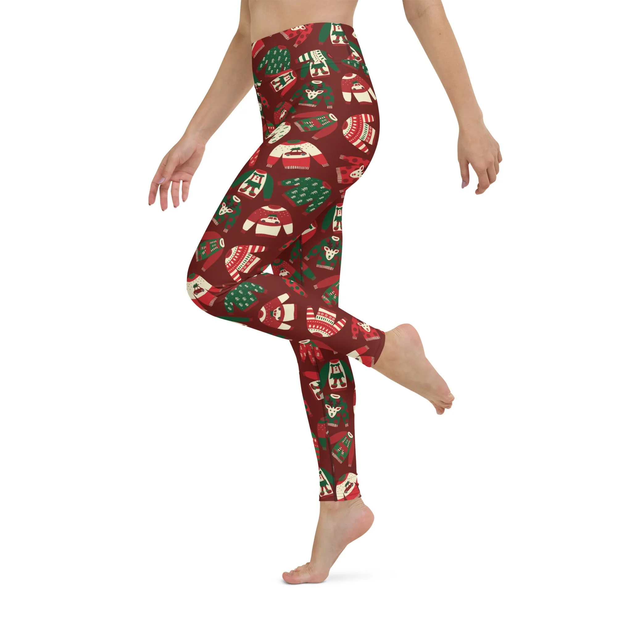 Ugly Christmas Sweater Pattern Yoga Leggings