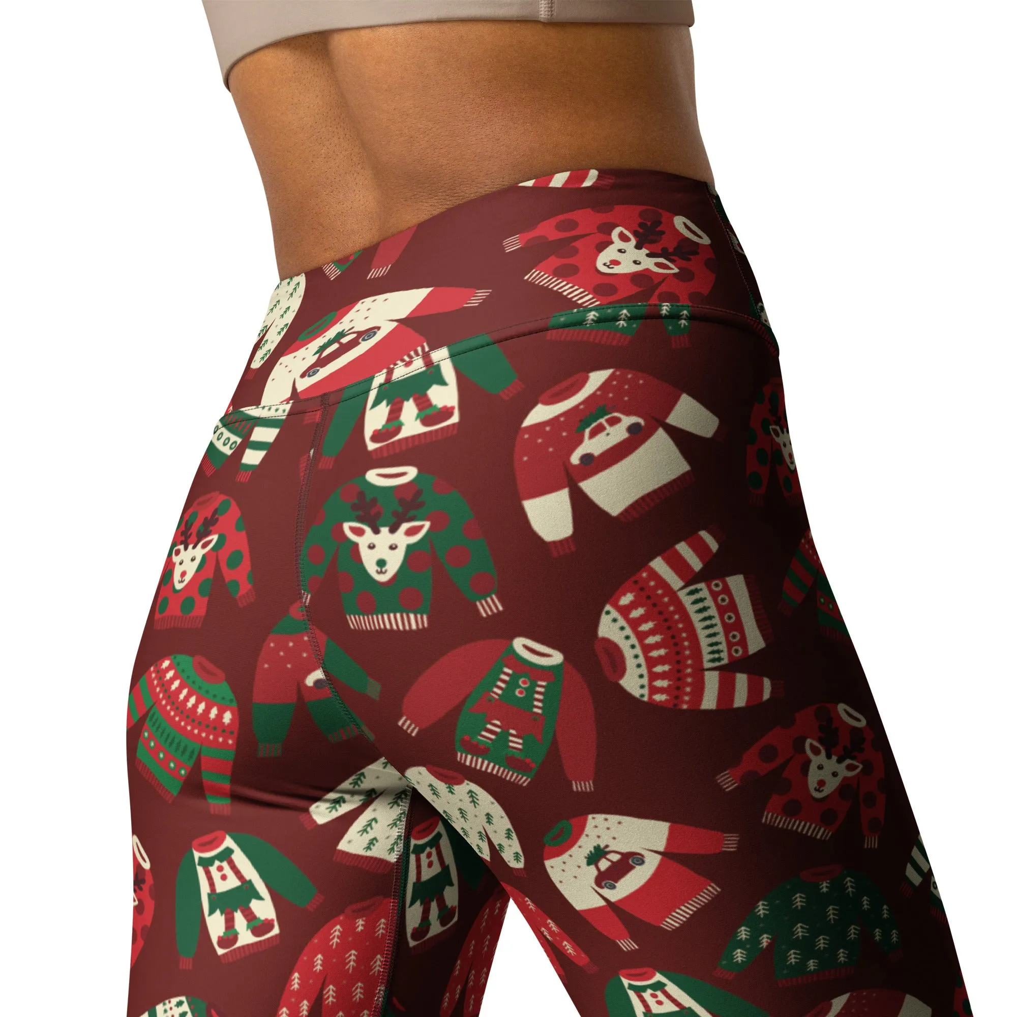 Ugly Christmas Sweater Pattern Yoga Leggings