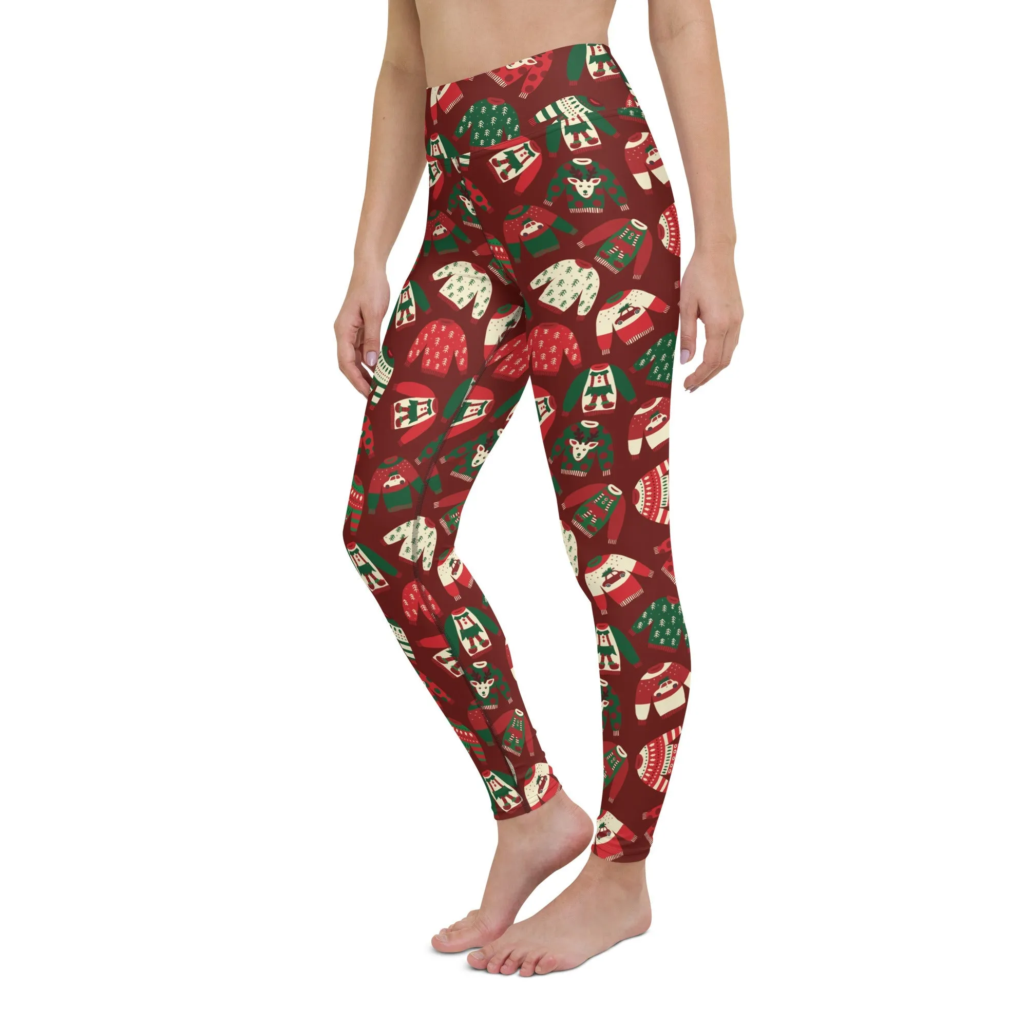 Ugly Christmas Sweater Pattern Yoga Leggings