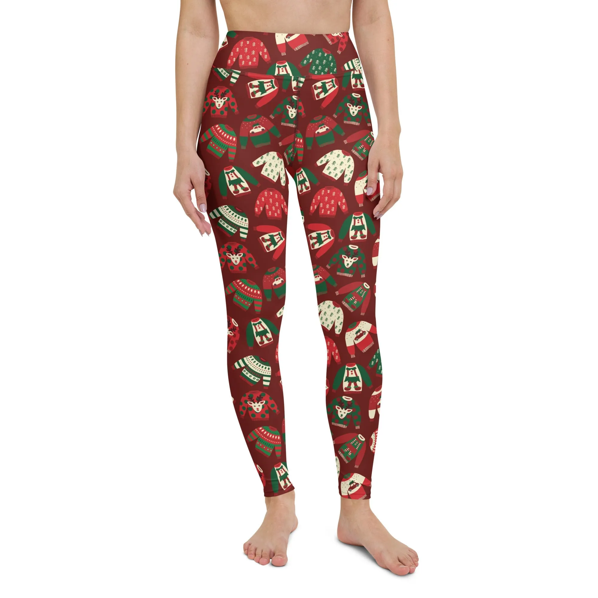 Ugly Christmas Sweater Pattern Yoga Leggings