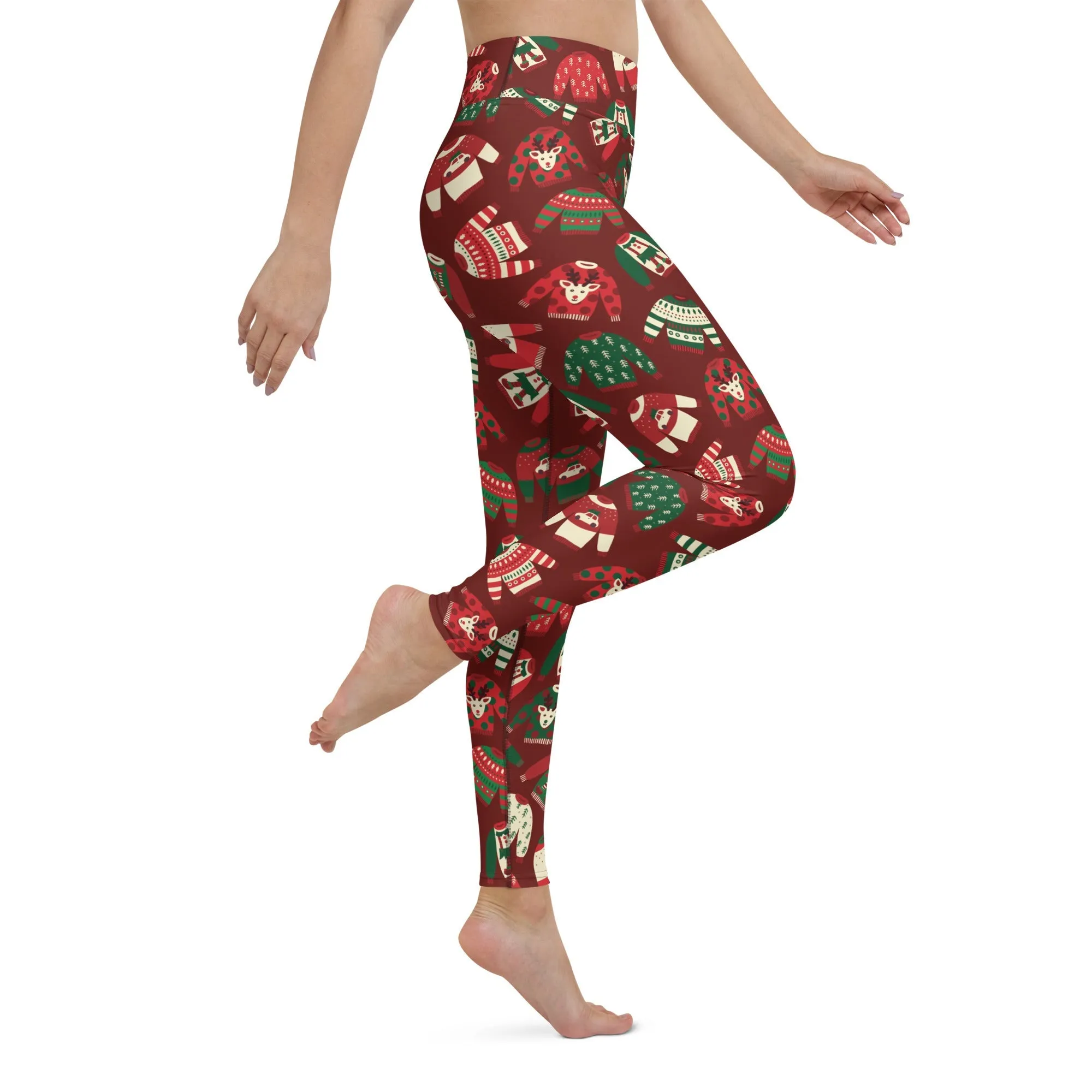 Ugly Christmas Sweater Pattern Yoga Leggings