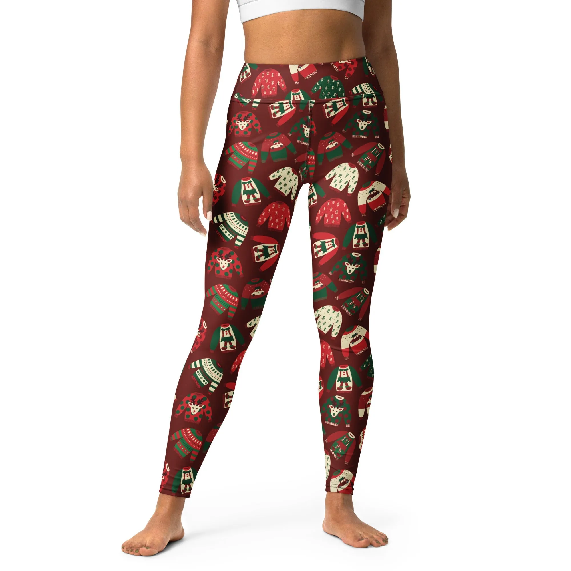 Ugly Christmas Sweater Pattern Yoga Leggings