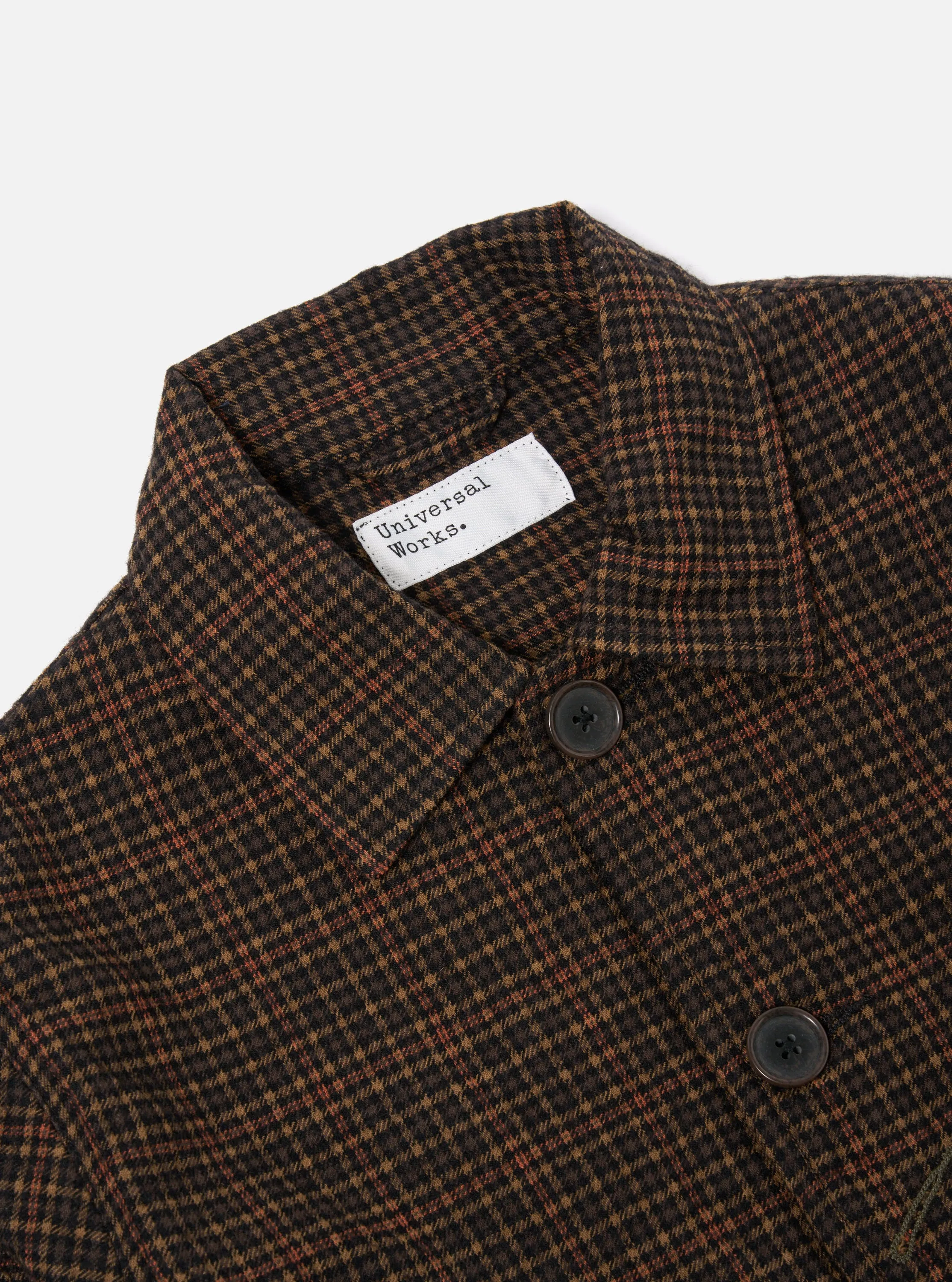 Universal Works Bakers Jacket in Black/Olive Albuquerque Check