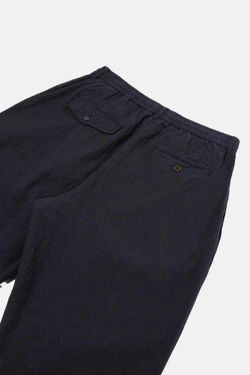 Universal Works Pleated Track Pant Seersucker II (Navy)