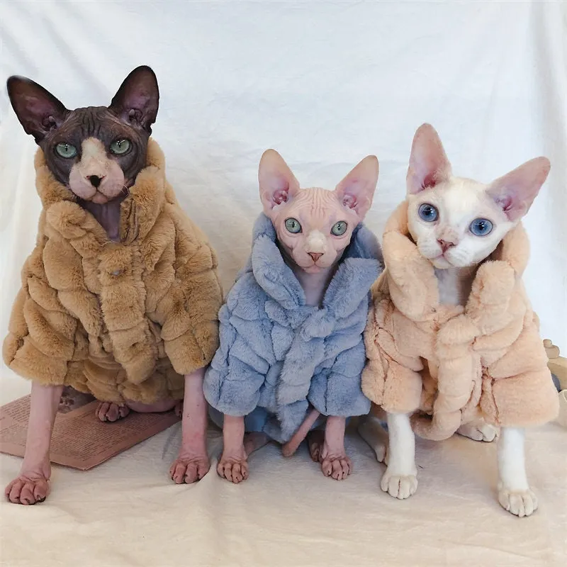 Vintage Cookie Sphynx Cat Faux Fur Coat