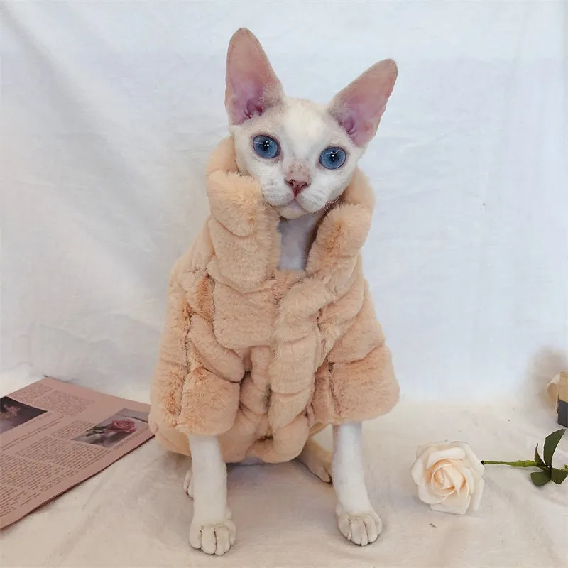 Vintage Cookie Sphynx Cat Faux Fur Coat