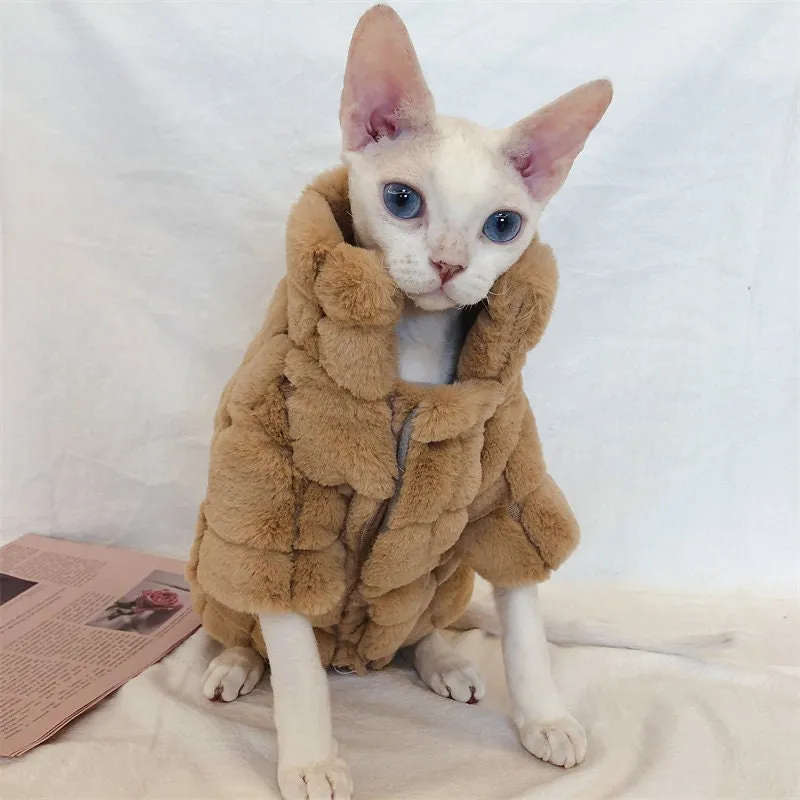 Vintage Cookie Sphynx Cat Faux Fur Coat