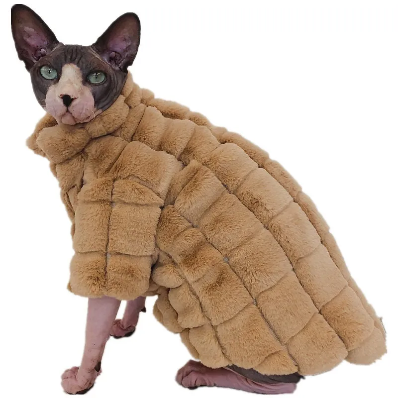 Vintage Cookie Sphynx Cat Faux Fur Coat