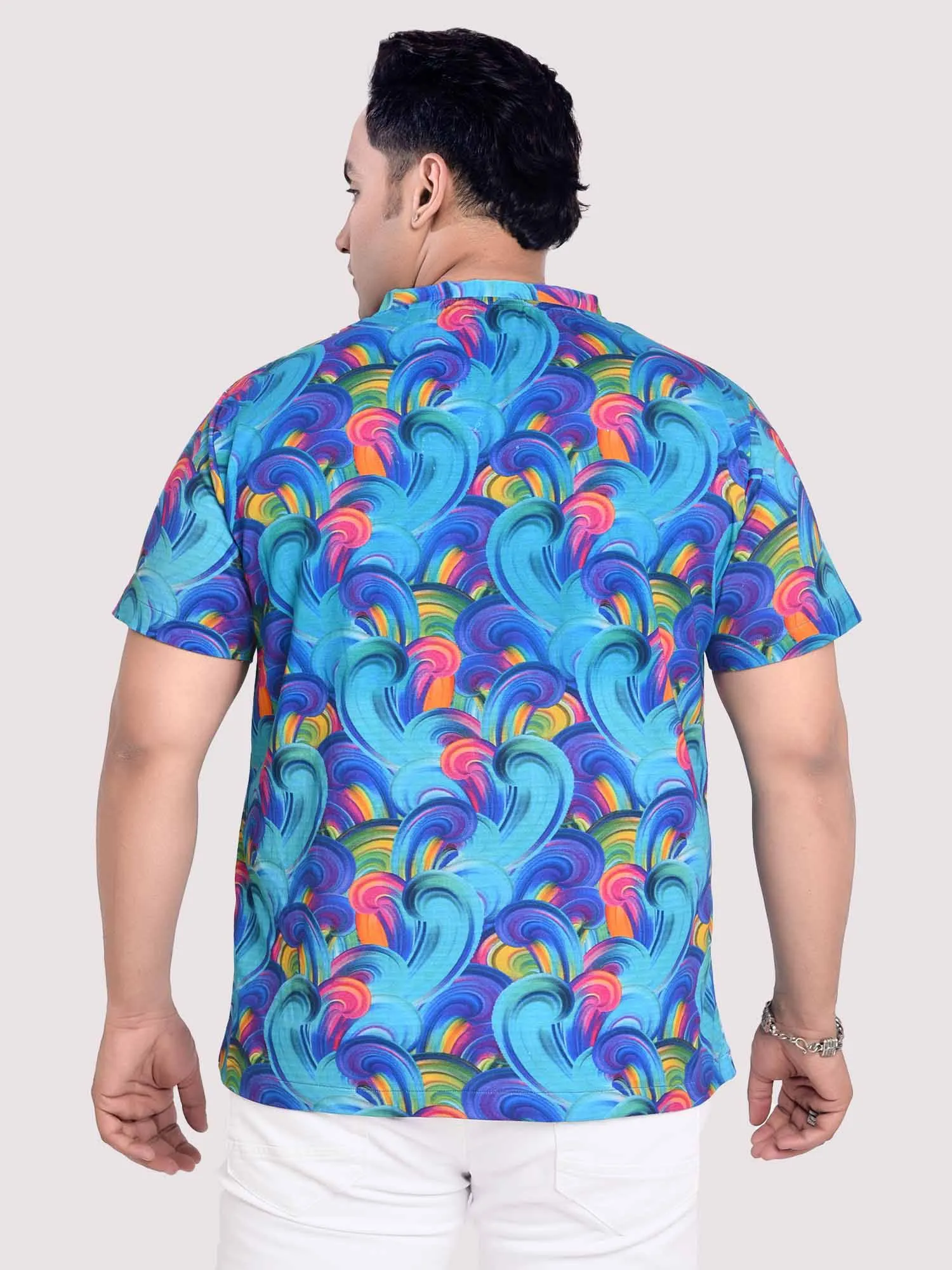 Vintage Digital Printed Round Neck T-Shirt Men's Plus Size