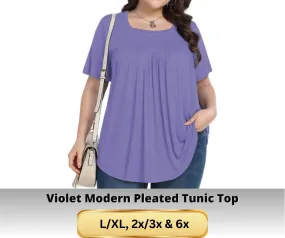 Violet Pleated Tunic Top