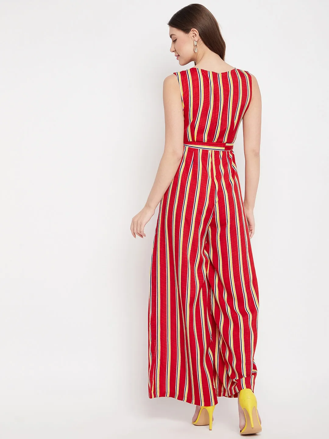 Waist-Tie Full Length Palazzo Jumpsuit